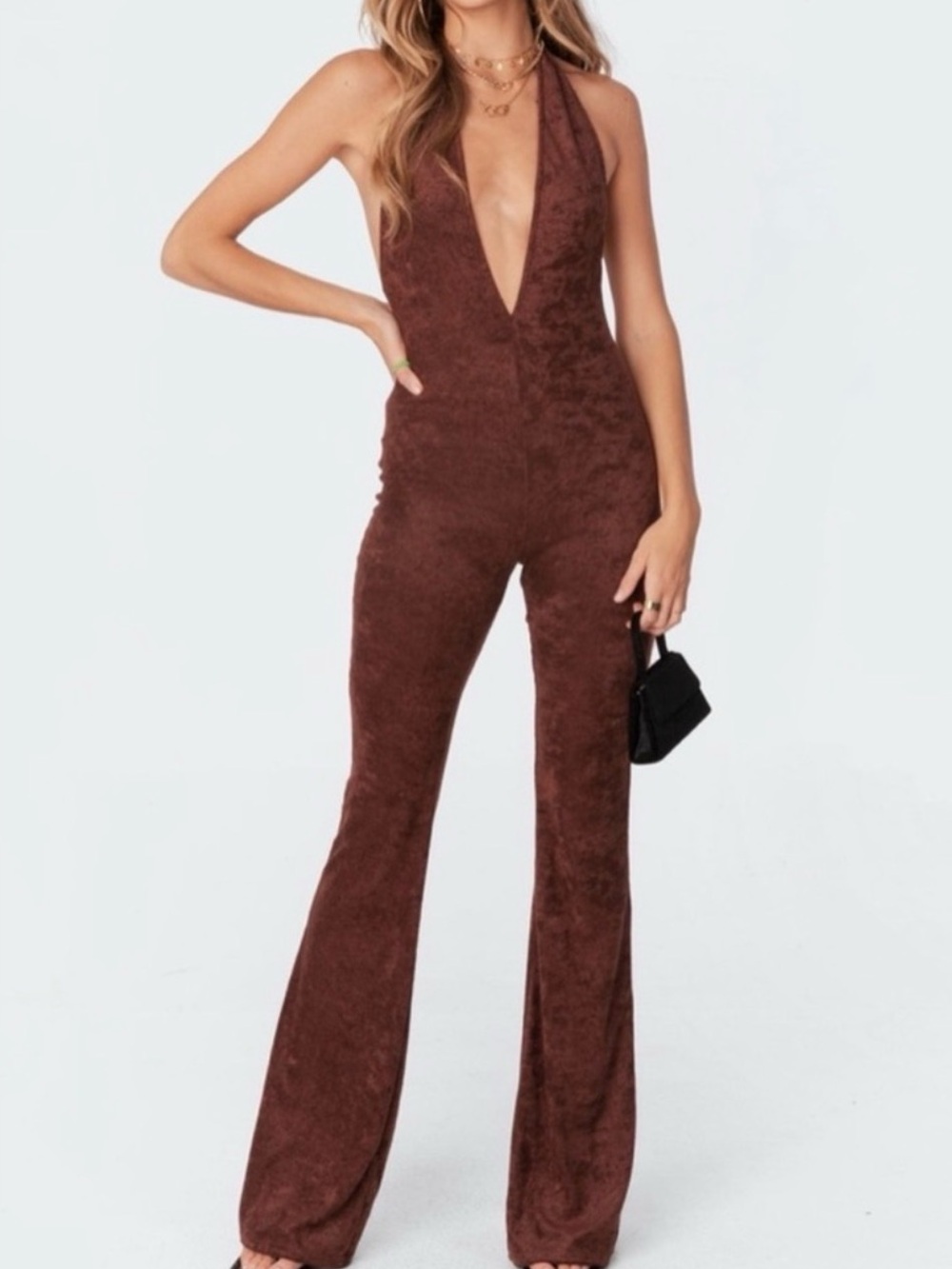 Edikted Brown jumpsuit #jumpsuit #trendy #openback #brown #dress